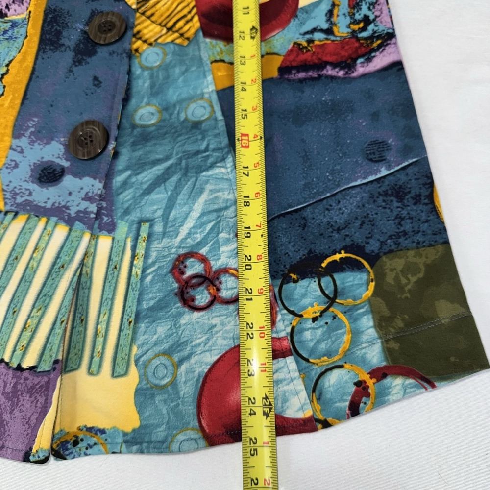 Multiples Abstract‎ Art Print Button Collared Ruffle Pockets Jacket Women's S - Picture 9 of 13